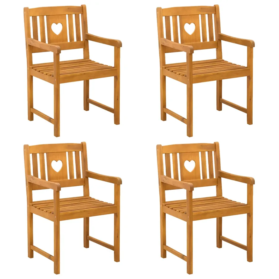 Chaises de jardin 4 pcs Naturel Bois d'Acacia Massif - 2