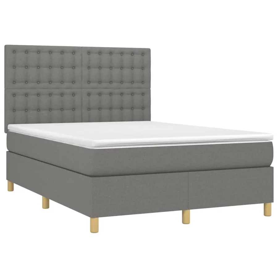 Sommier à lattes de lit avec matelas Gris foncé 140x190cm Tissu - 3