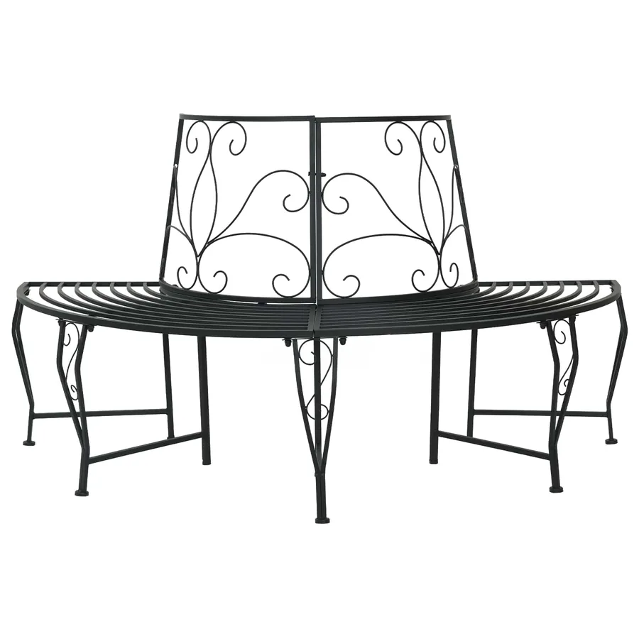 Banc d'Arbre 4-Nombre de places 160 x 80 x 89 cm Acier Noir
