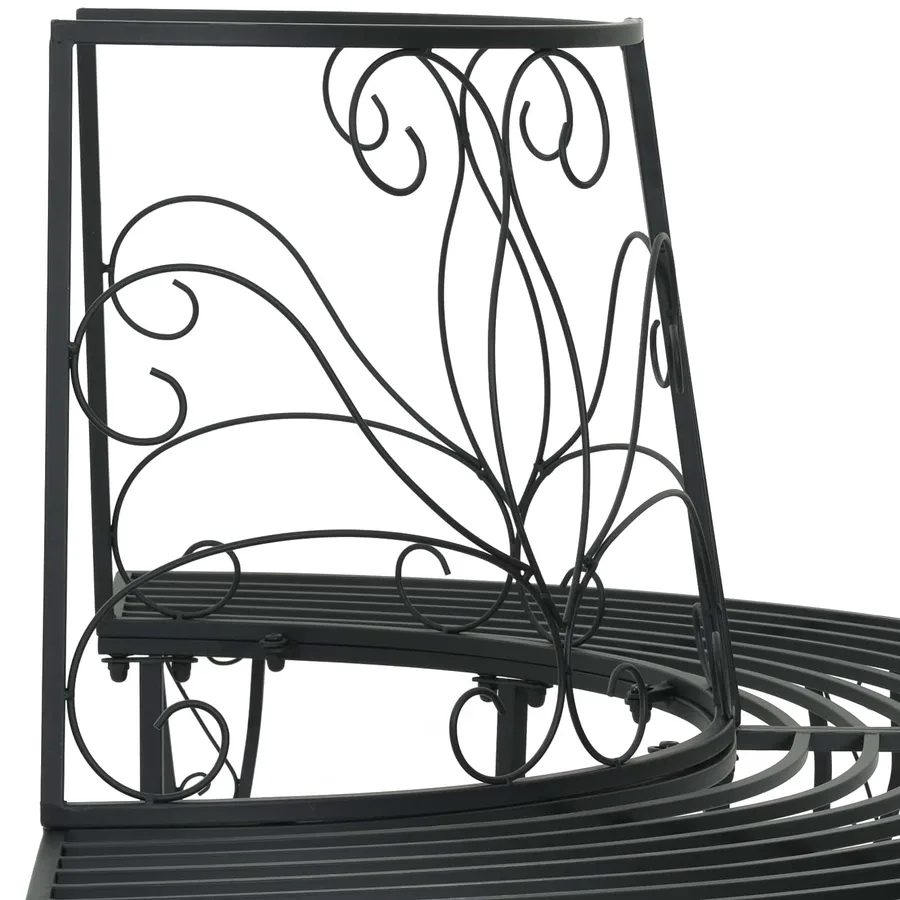 Banc d'Arbre 4-Nombre de places 160 x 80 x 89 cm Acier Noir - 5