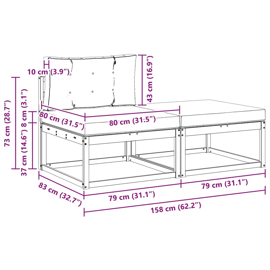 Unité de canapé sectionnel avec coussin 2 Pièce Naturel - 9