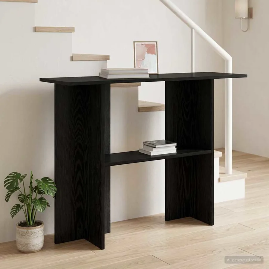 Table console Chêne noir 100 x 30 x 75 cm Bois d'ingénierie - 4