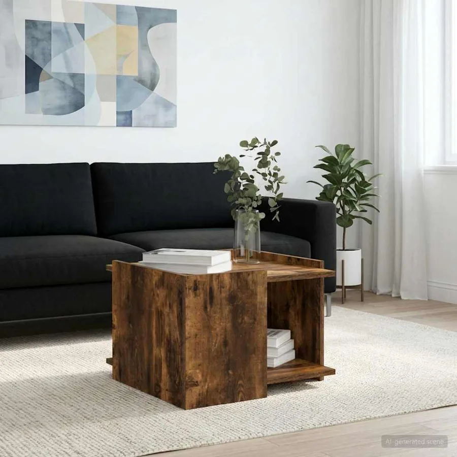 Table basse Chêne fumé 50,5 x 50 x 33 cm Bois d'ingénierie - 4