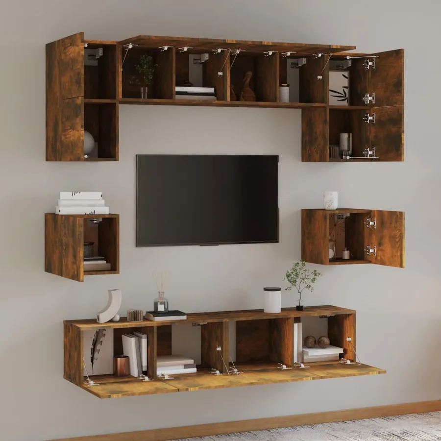 Ensemble de meubles TV 8 pcs Chêne fumé Bois d'ingénierie - 3