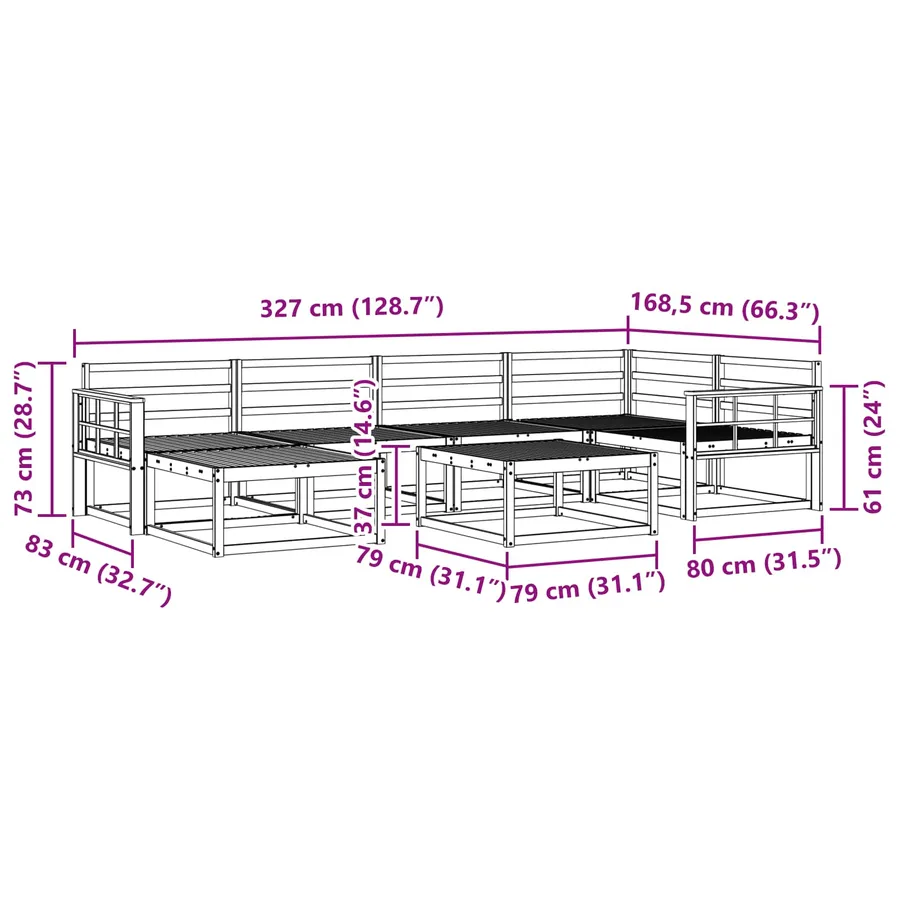 Ensemble de canapés d'extérieur 7 pcs Naturel - 11