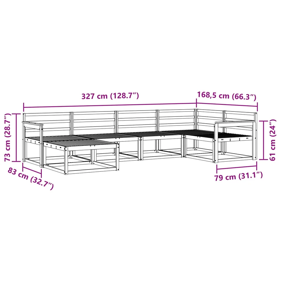 Ensemble de canapés d'extérieur 6 pcs Naturel - 9