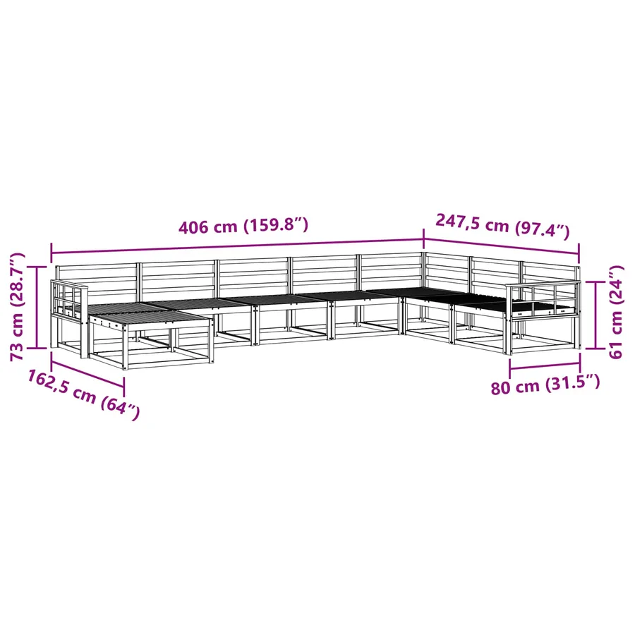 Ensemble de canapés d'extérieur 8 pcs Naturel - 9