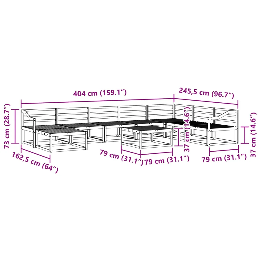 Ensemble de canapés d'extérieur 9 pcs Naturel - 11