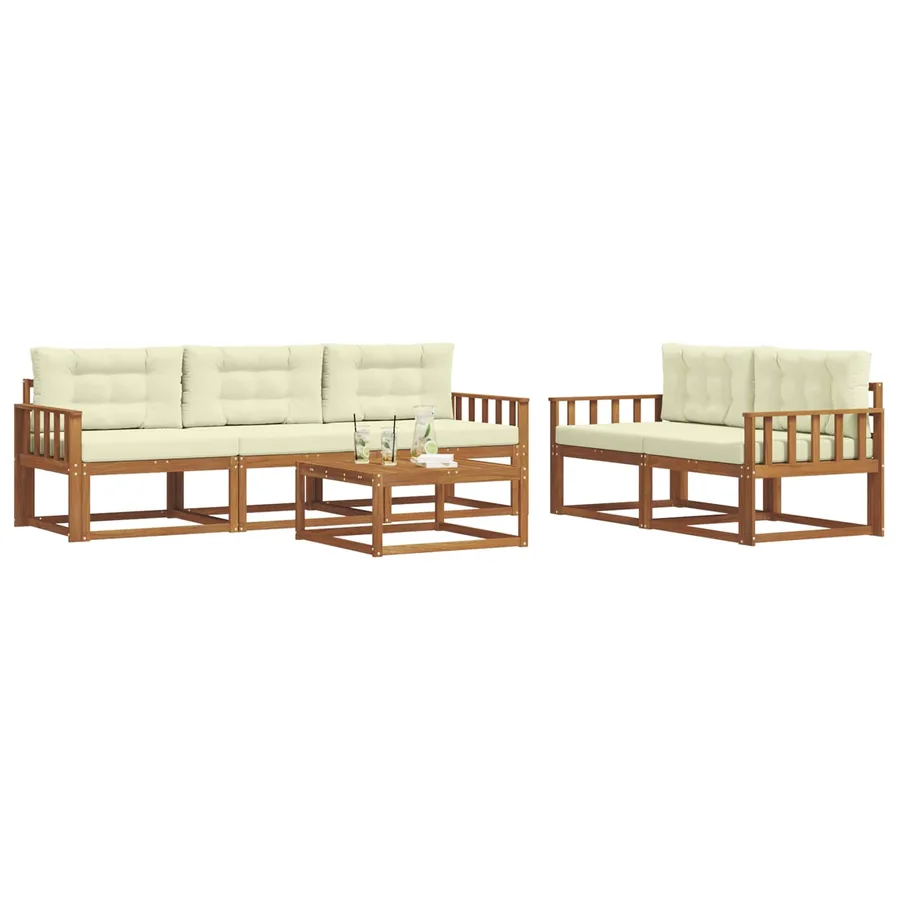 Ensemble de canapés d'extérieur 6 pcs Naturel et Crème - 3