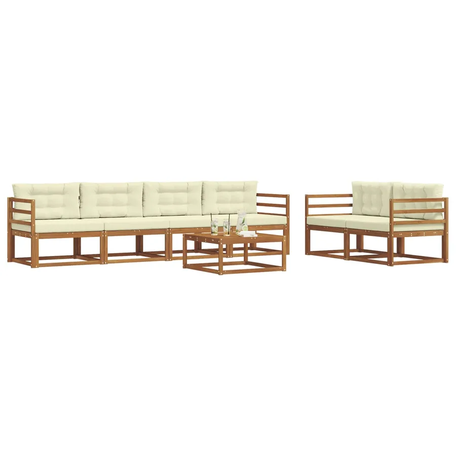 Ensemble de canapés d'extérieur 7 pcs Naturel et Crème - 3