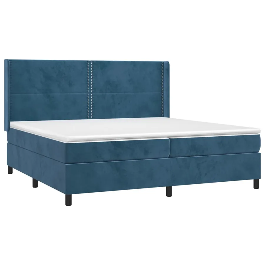 Sommier à lattes de lit matelas et LED Bleu foncé 200x200 cm - 4