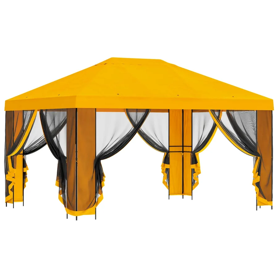 Abri de jardin avec parois 4 × 3 m Jaune Polyester et Acier - 4