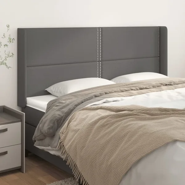 Tête de lit avec oreilles Gris 203x16x118/128 cm Similicuir