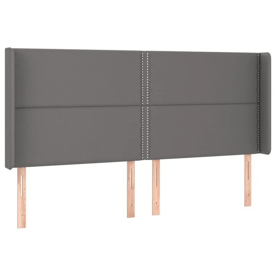 Tête de lit avec oreilles Gris 203x16x118/128 cm Similicuir - 2