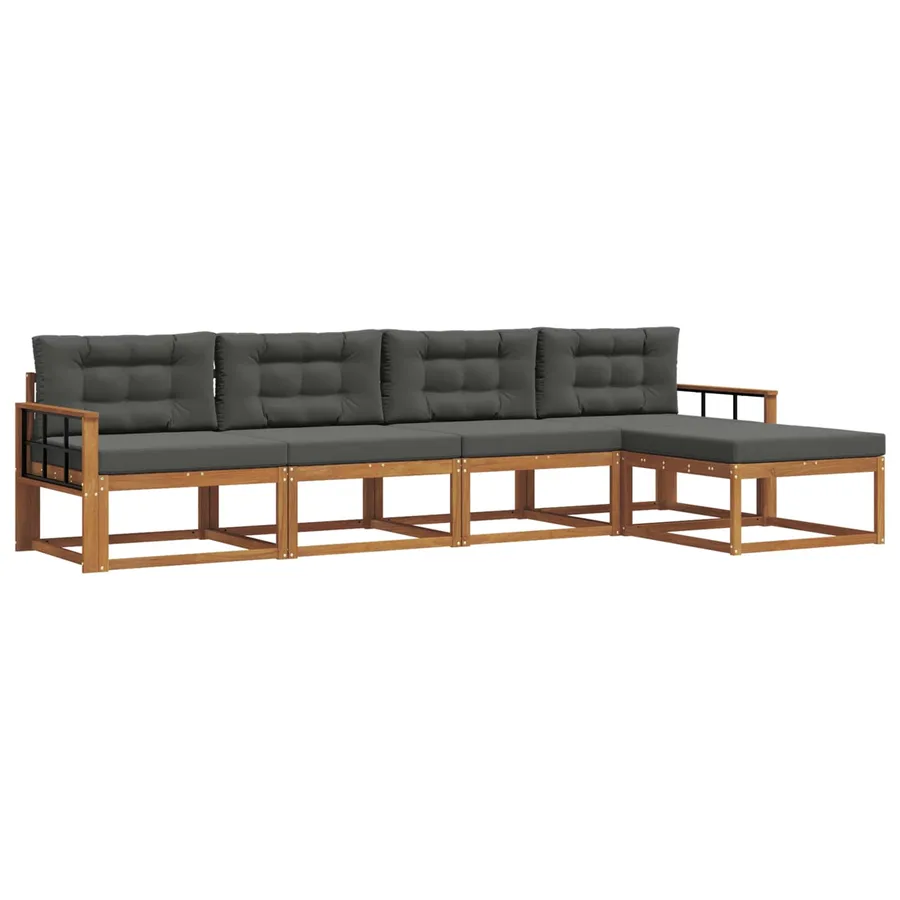 Ensemble de canapés d'extérieur 5 pcs Naturel et Anthracite - 2