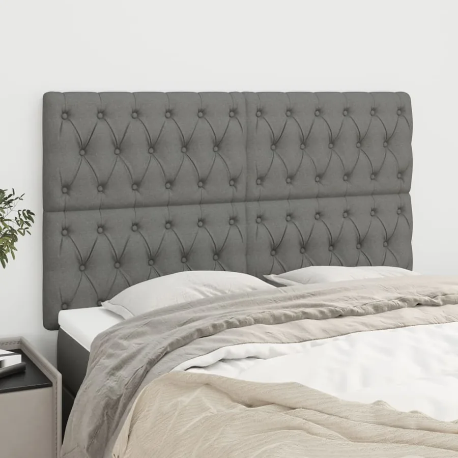 Tête de lit Gris foncé 144 x 5 x 118/128 cm Tissu
