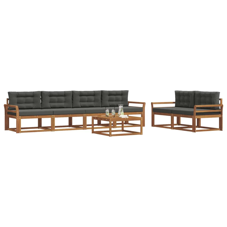 Ensemble de canapés d'extérieur 7 pcs Naturel et Anthracite - 3