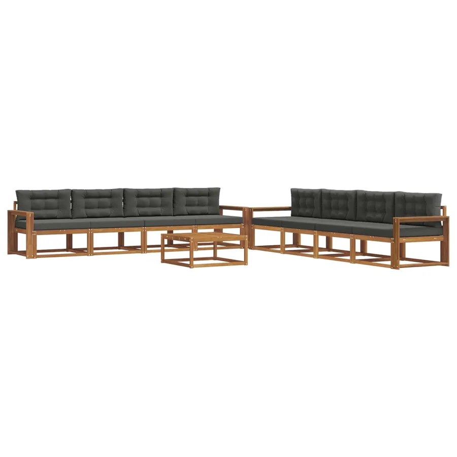 Ensemble de canapés d'extérieur 9 pcs Naturel et Anthracite - 2