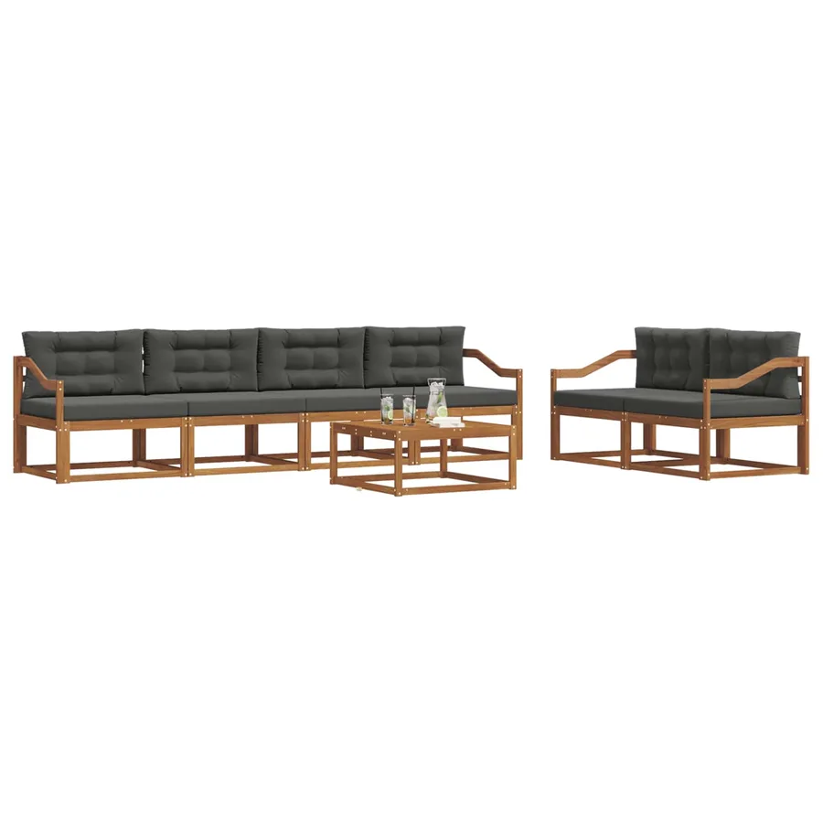 Ensemble de canapés d'extérieur 7 pcs Naturel et Anthracite - 3