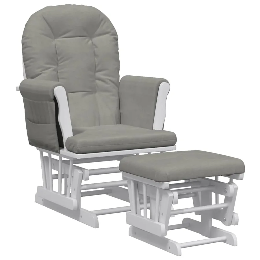 Chaise berçante avec repose-pied Gris clair Tissu - 2