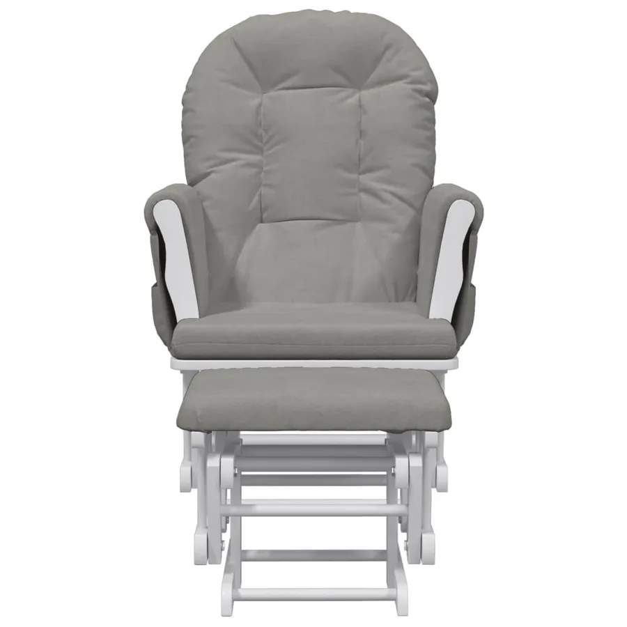 Chaise berçante avec repose-pied Gris clair Tissu - 3
