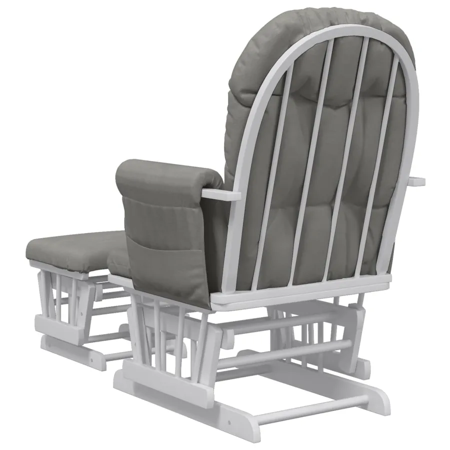 Chaise berçante avec repose-pied Gris clair Tissu - 5