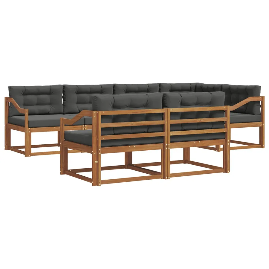 Ensemble de canapés d'extérieur 7 pcs Naturel et Anthracite - 2