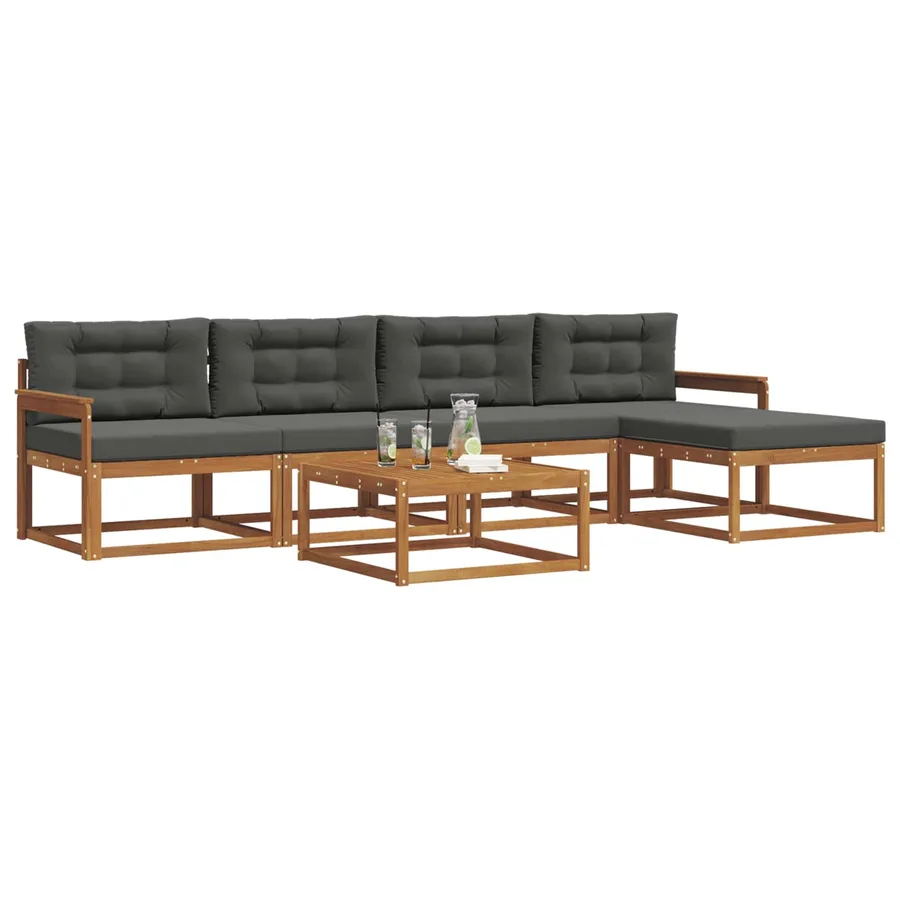 Ensemble de canapés d'extérieur 6 pcs Naturel et Anthracite - 3