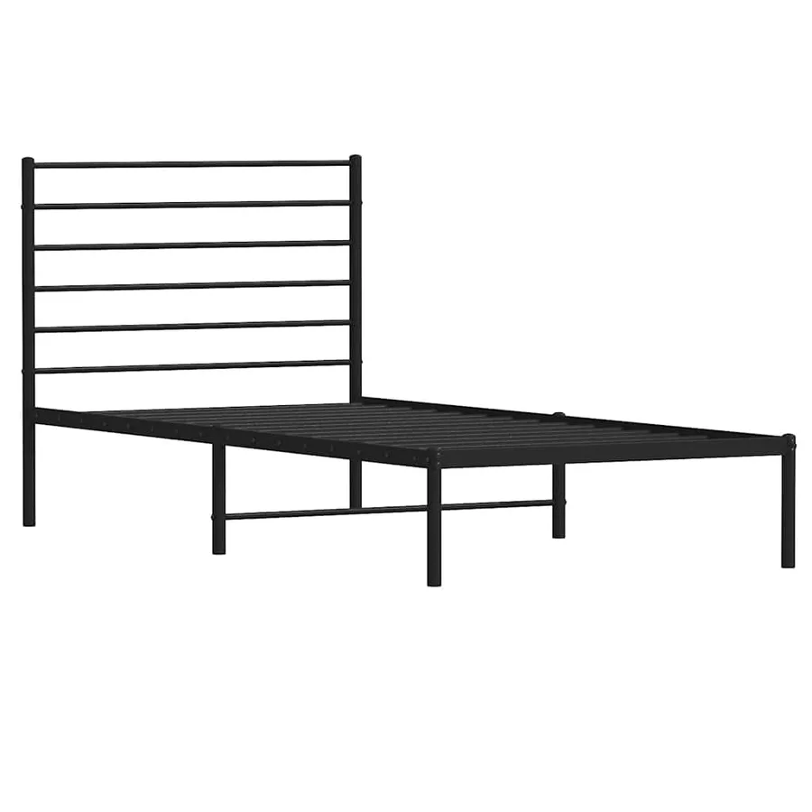 Cadre de lit métal sans matelas avec tête de lit noir 90x190 cm - 4