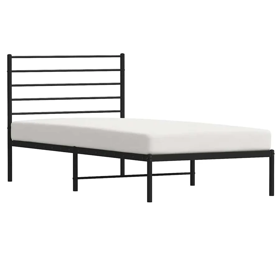 Cadre de lit métal sans matelas avec tête de lit noir 90x190 cm - 5