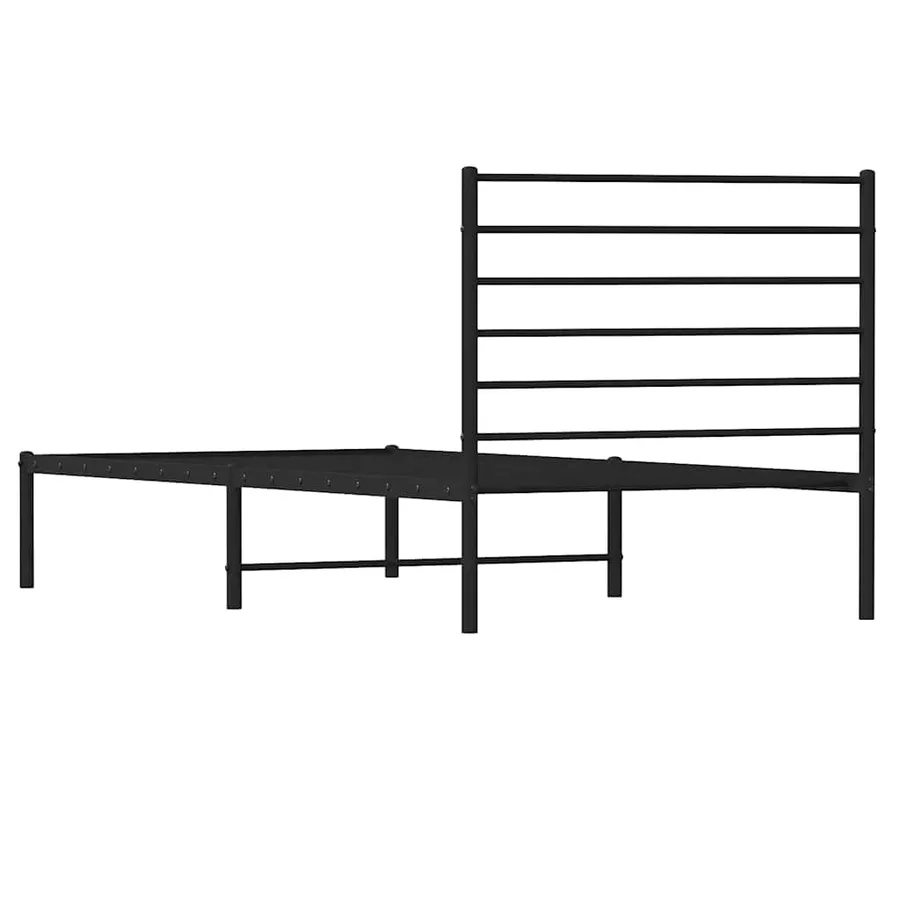 Cadre de lit métal sans matelas avec tête de lit noir 90x190 cm - 8
