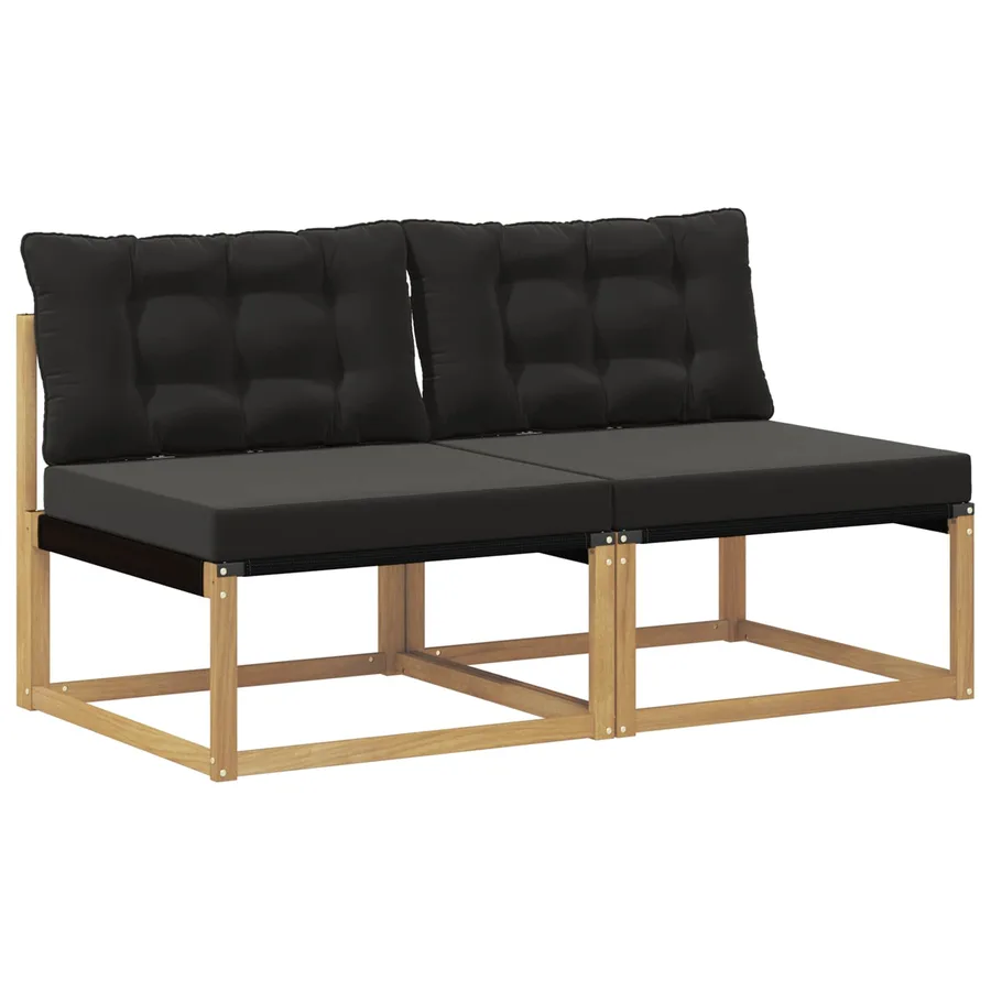 Sofa de milieu extérieur Bois d'acacia massif et Textilène - 2