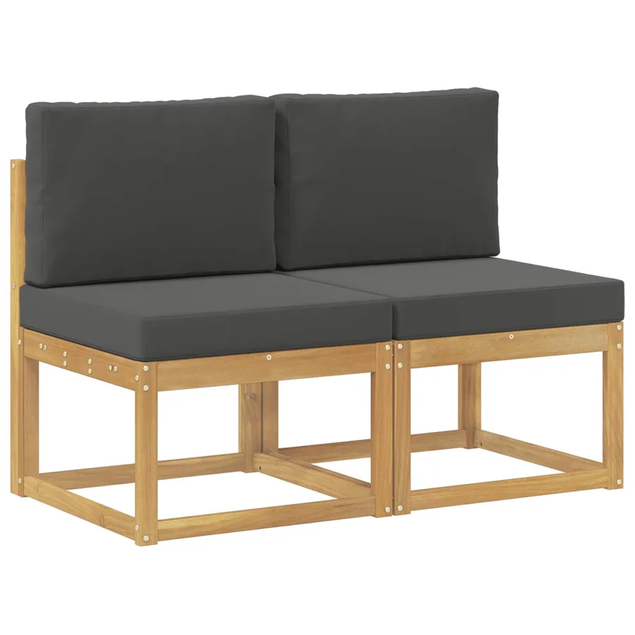 2 Pièce Sofa de milieu extérieur Bois d'Acacia Massif Blanc - 2