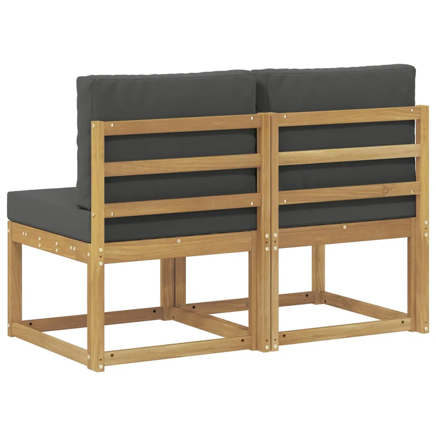 2 Pièce Sofa de milieu extérieur Bois d'Acacia Massif Blanc - 5
