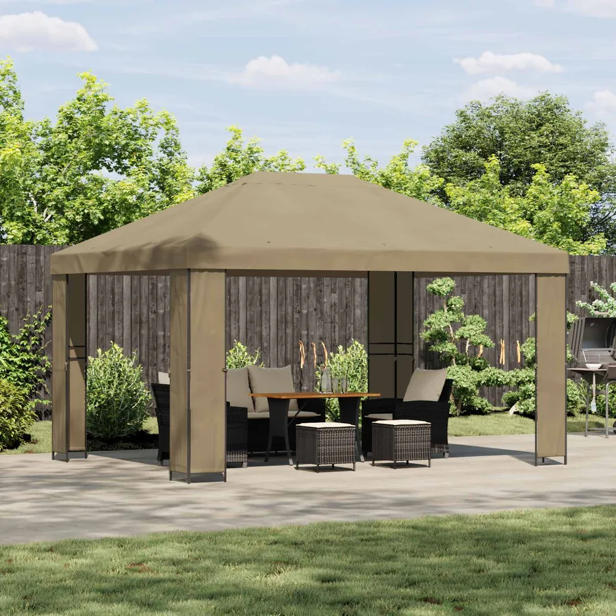 Pavillon 4 × 3 m Beige Polyester et Acier 190 gsm