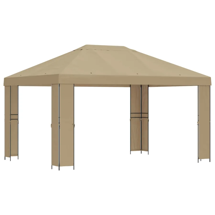 Pavillon 4 × 3 m Beige Polyester et Acier 190 gsm - 2