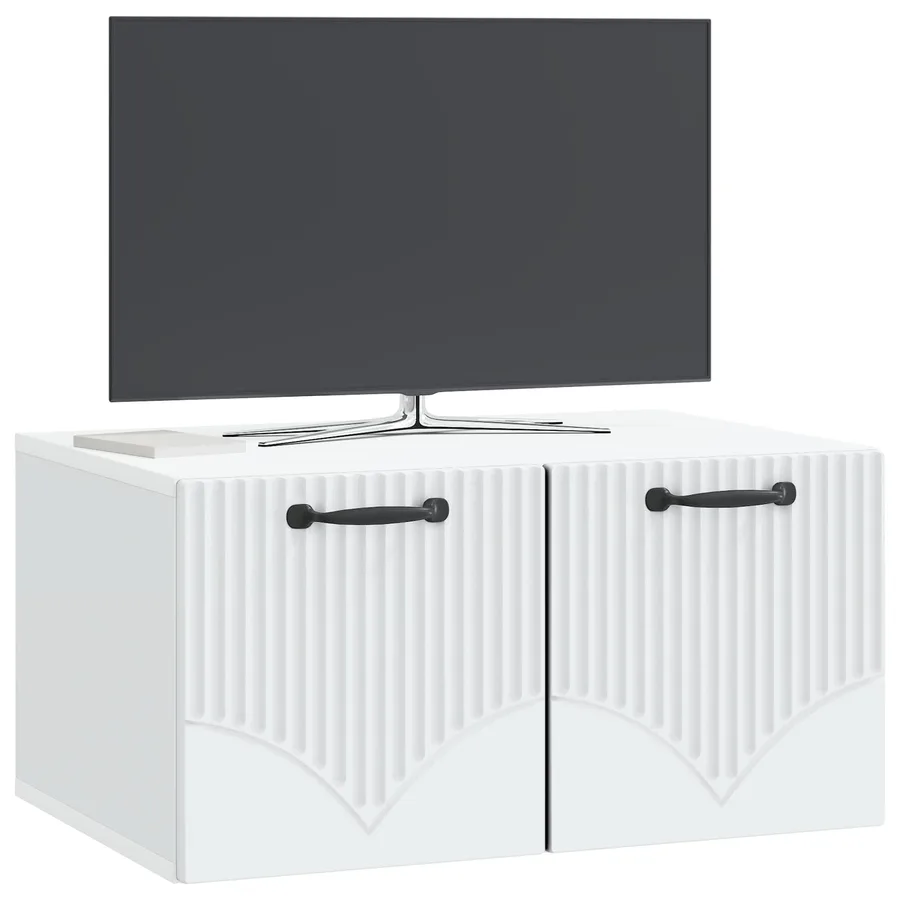 Meuble TV mural Blanc 59,5 x 41 x 30 cm Bois d'ingénierie - 3