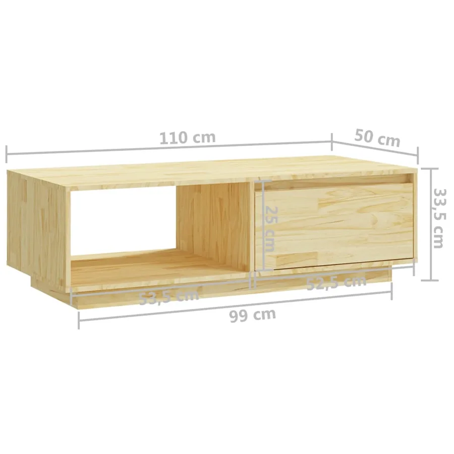 Table basse 110x50x33,5 cm bois de pin massif - 11