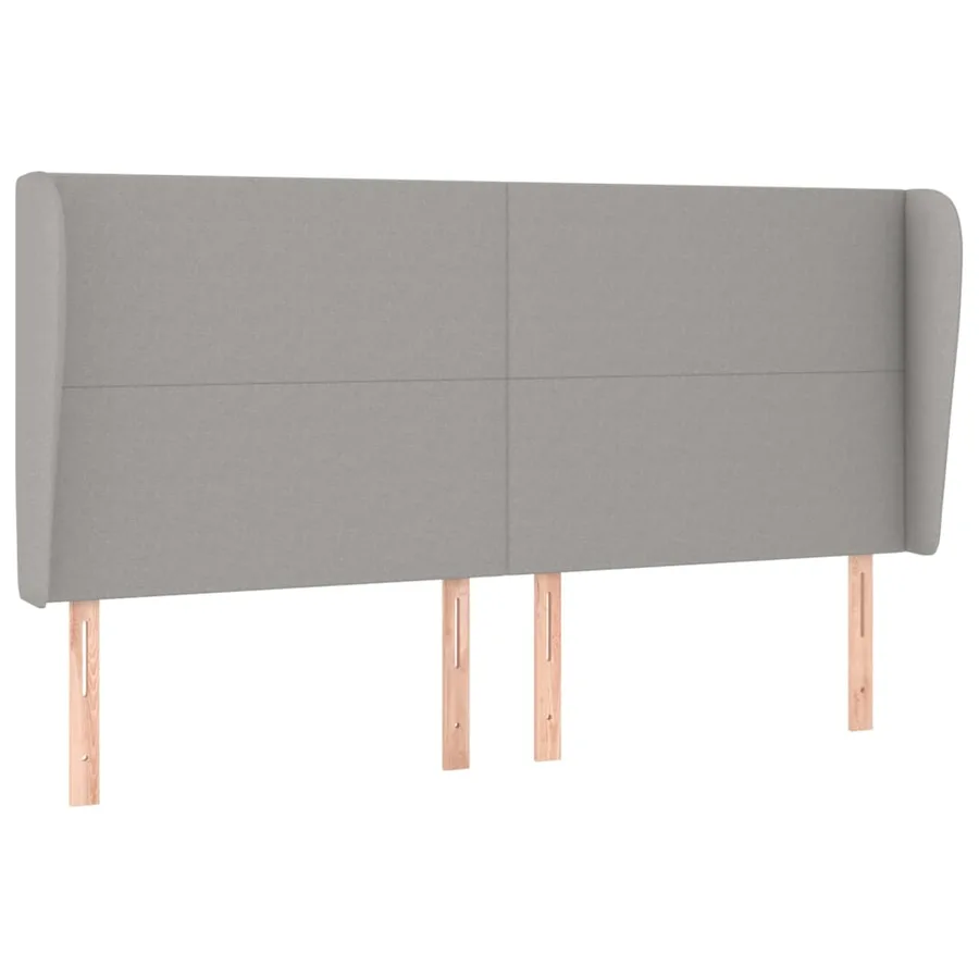 Tête de lit avec oreilles Gris clair 203x23x118/128 cm Tissu - 2