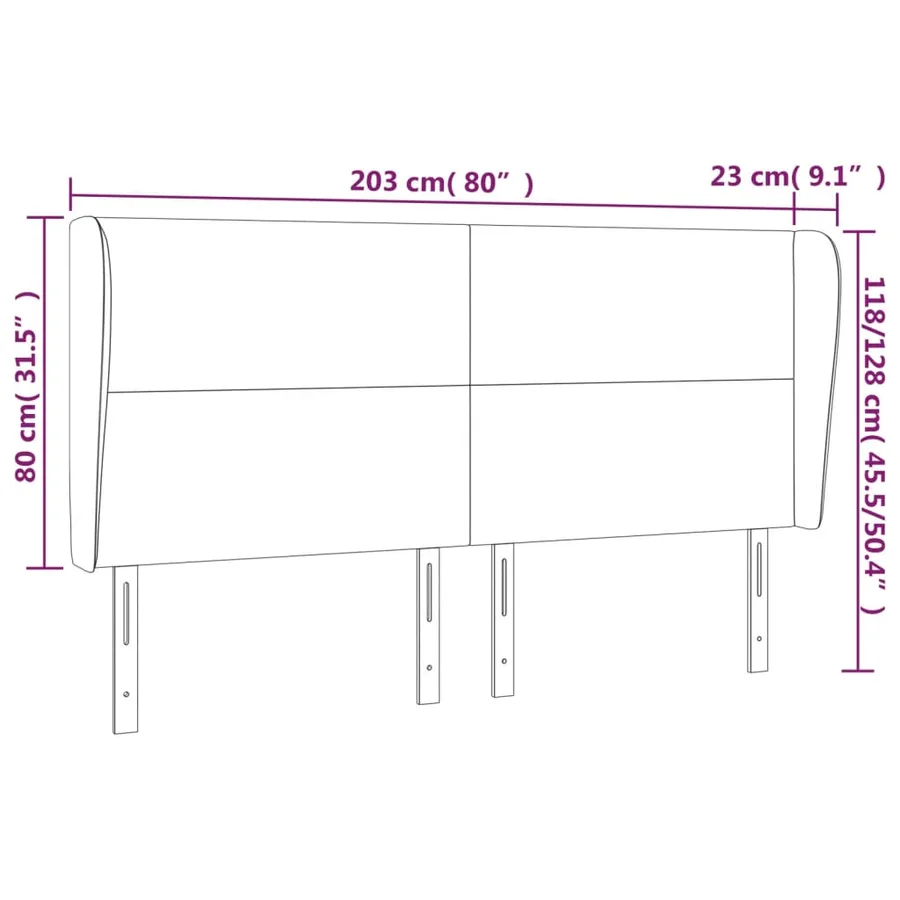 Tête de lit avec oreilles Gris clair 203x23x118/128 cm Tissu - 9