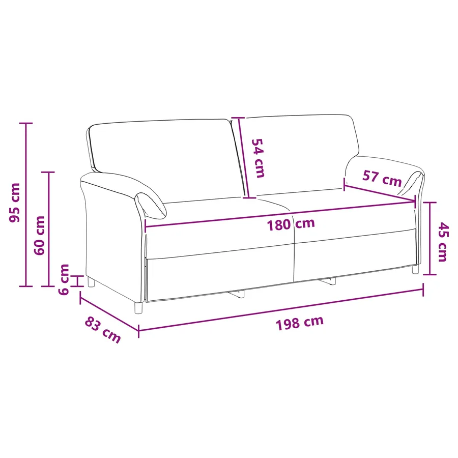 Sofa 3 places Bleu police 198 x 83 x 95 cm Velours - 8