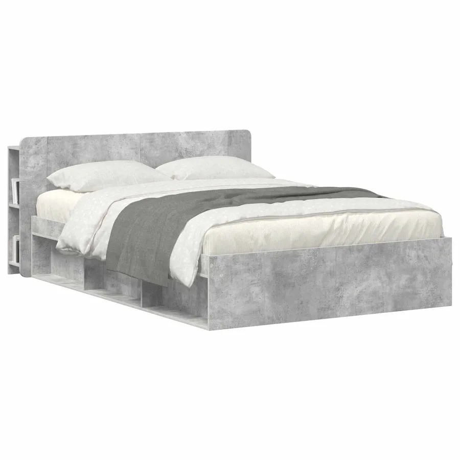 Cabinet de Tête de Lit Gris béton Bois d'ingénierie - 3