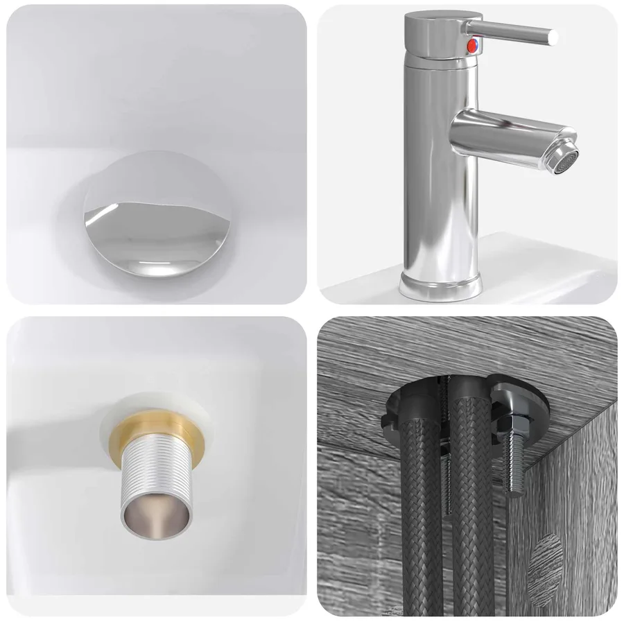 Vanité de lavabo mural Sonoma gris 49,5 x 41 x 62,5 cm - 7