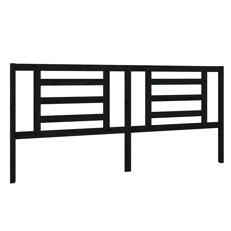 Tête de lit Noir 206x4x100 cm Bois de pin massif - 2