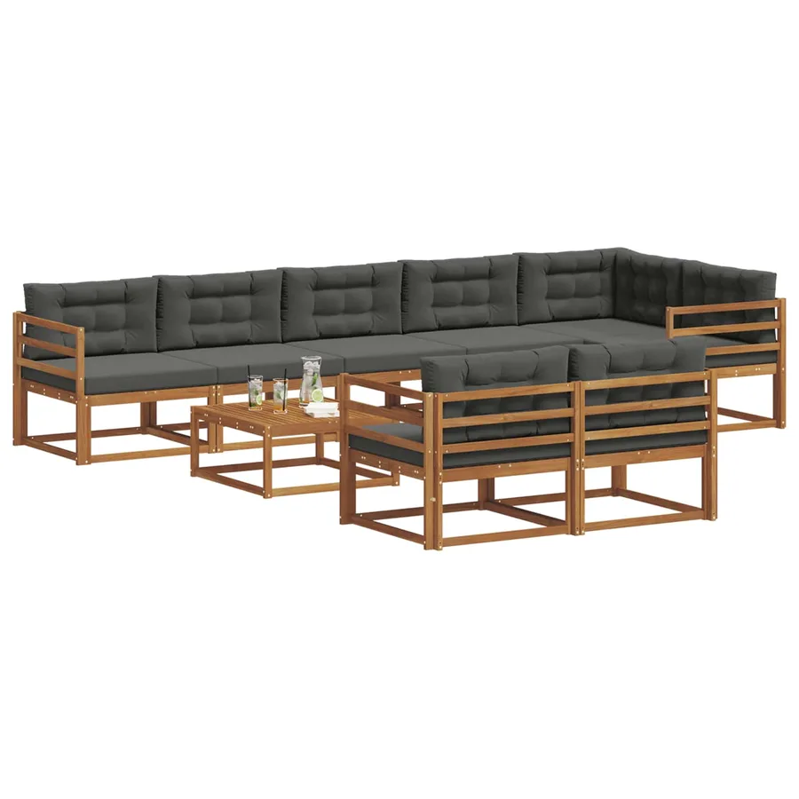 Ensemble de canapés d'extérieur 9 pcs Naturel et Anthracite - 3