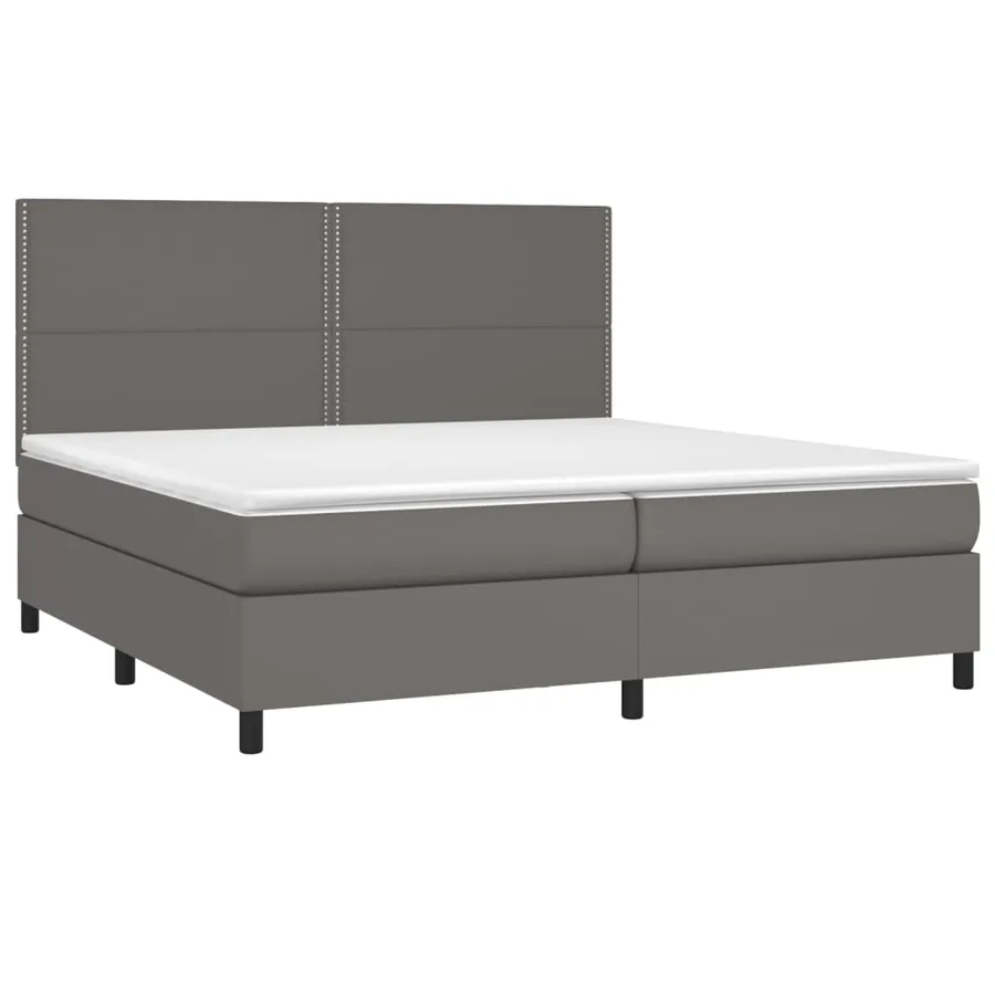 Sommier à lattes de lit avec matelas Gris 200x200 cm Similicuir - 3