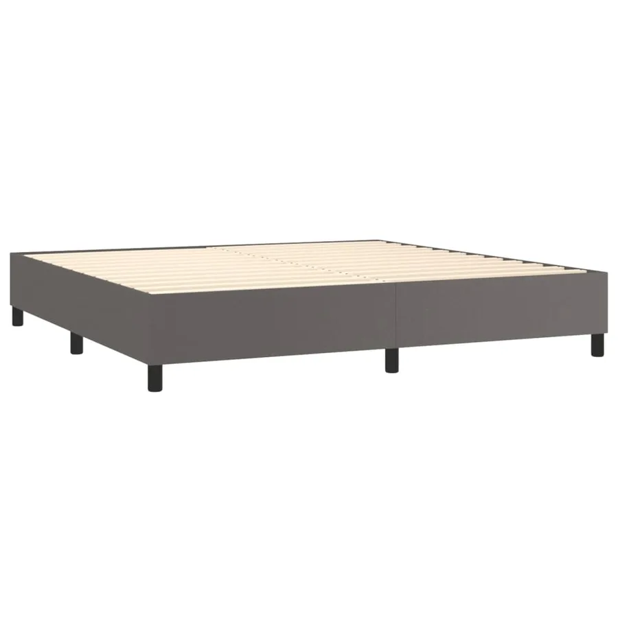 Sommier à lattes de lit avec matelas Gris 200x200 cm Similicuir - 4