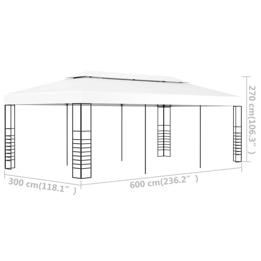 Tonnelle de jardin 6 x 3 m Blanc - 6