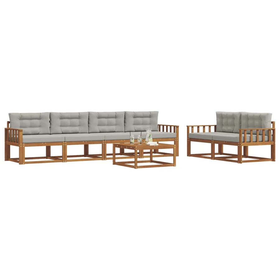 Ensemble de canapés d'extérieur 7 pcs Gris Naturel et Clair - 3
