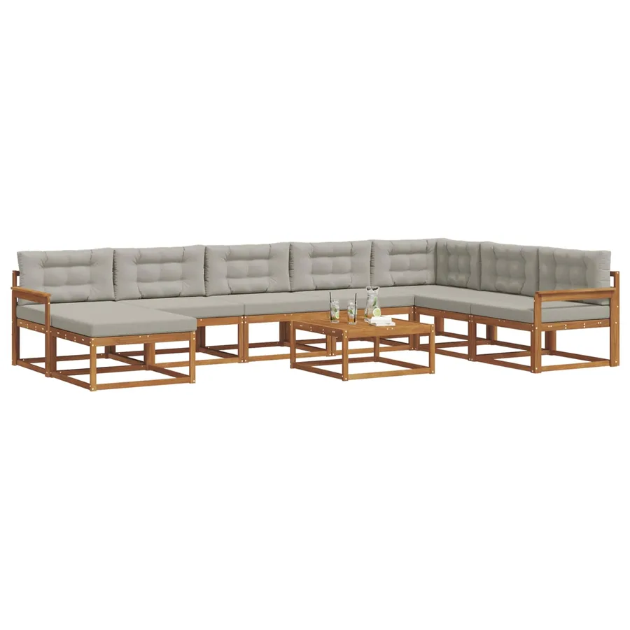 Ensemble de canapés d'extérieur 9 pcs Gris Naturel et Clair - 3